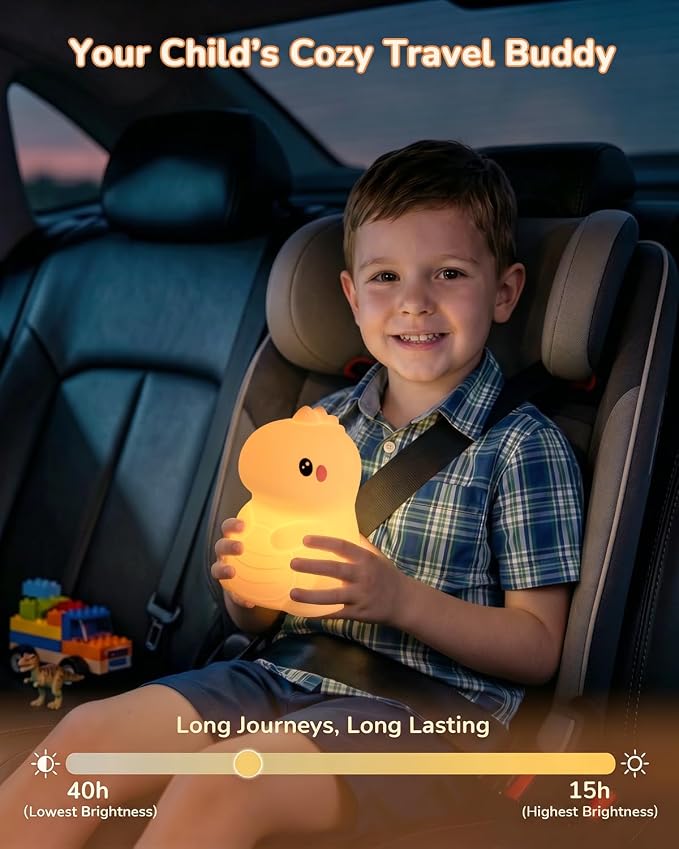 Night Light for Kids, LED Dinosaurs Squishy Animal Lamp for Baby, Soft Silicone Dimmable Touch Light with Timer, Battery Rechargeable Nightlight Boys Gifts Cute Room Decor 4.80 x 4.80 x 6.10 in