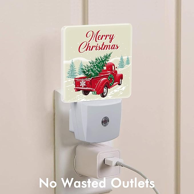 Christmas Truck Rtetro Night Light,Plug into Wall with Dusk to Dawn Light Sensors,LED Nightlights for Bedroom,Bathroom,Kitchen,Hallway,Room Decor for Boys Girls Women Men