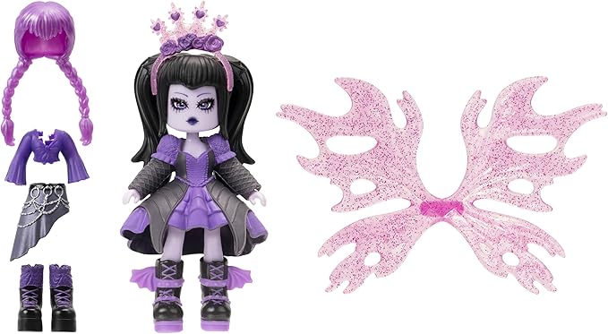 3” Dark Fairy Fashion Doll - 1 Figure with 9 Fashion Accessories - Virtual Item Code Included - Series 2 - Ages 5+