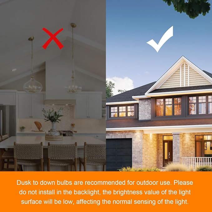 TJOY Dusk to Dawn Light Bulb Outdoor, Light Sensor, Automatic On/Off, 2700K | Photocell A19 LED Bulb for Outdoor Porch Lighting, 60W Equivalent, Energy Efficient 9W, Soft White, E26 Base, 8 Pack