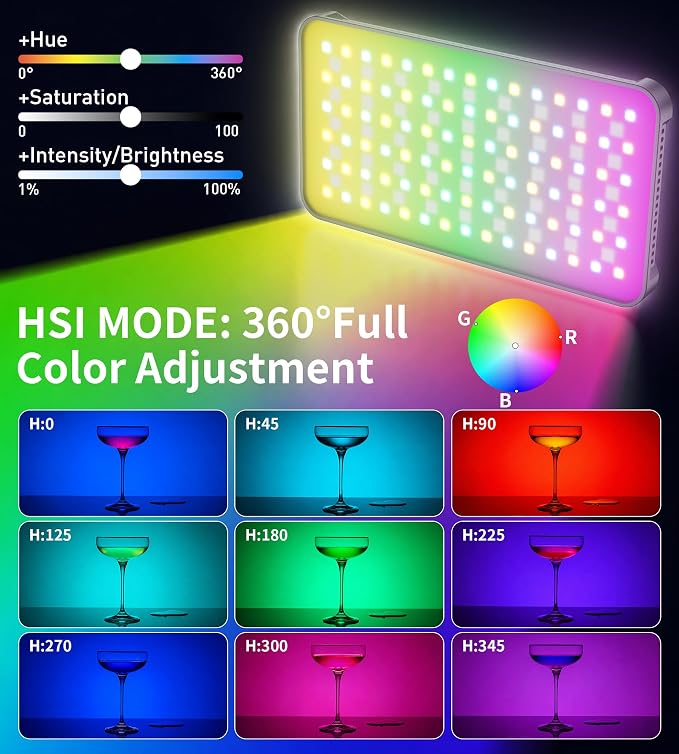 Zecti 135 LED RGB Selfie Phone Light with Metal Hotshoe & Clip | CRI 96+ 2500K-9900K 21 Effects RGB Video Light, 12W 4000mAh Camera Light for iPhones, iPad, Laptop, for Makeup, TikTok, Vlog