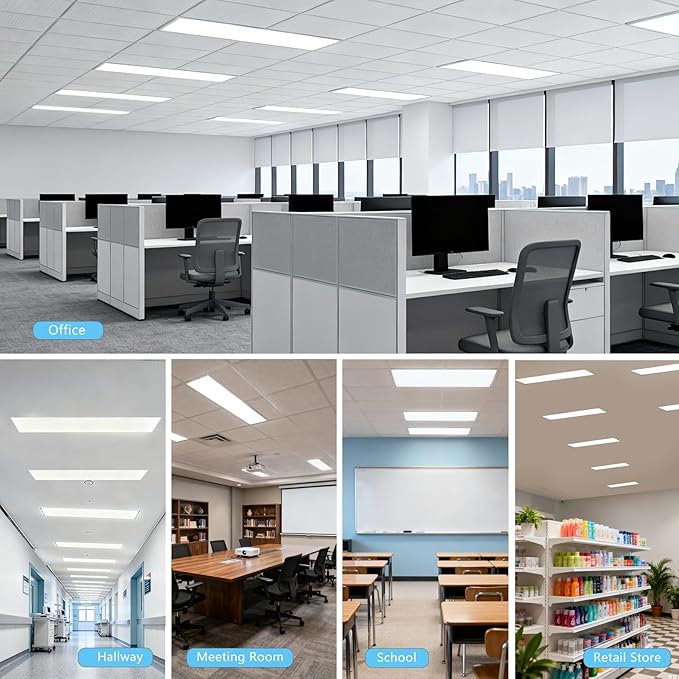 1x4 Backlit LED Panel Light,5 Wattage 20W/25W/30W/35W/40W-Up to 6000Lumens,3 CCT Tunable 3500K/4000K/5000K,ETL&DLC Certified for Office Commercial Drop Ceiling 6 Pack