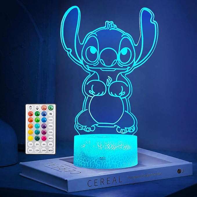 KIEAL 16 Colors Cartoon Night Light, Anime Character Change Decor Lamp with Remote, Dim, Timer, Fans Kids Gifts for Christmas Birthday Boys Girls