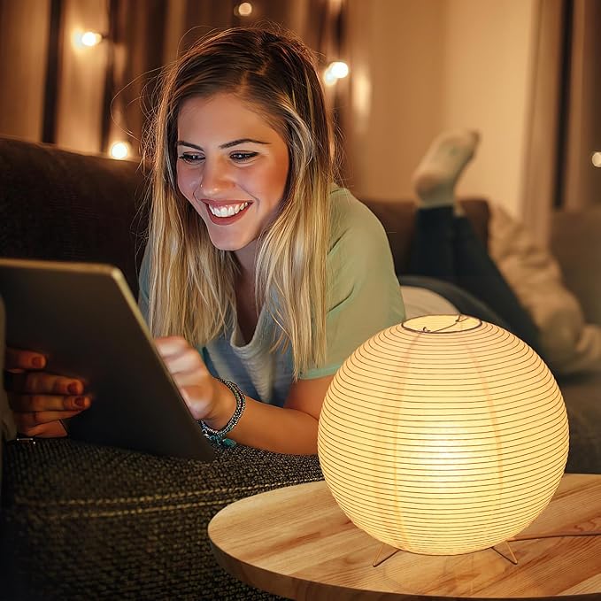 Paper Lantern Lamp: Floor Lamp Shield Japanese Style Standing Lampshade for Bedroom Desk and Nursery Bulb Included Minimalist Design with Base for Home Decor