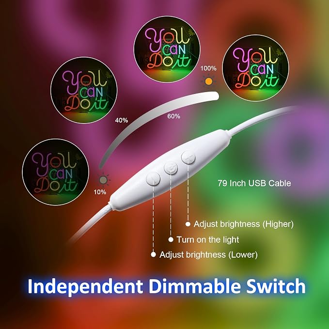 You Can Do It Neon Sign Dimmable LED Neon Signs for Wall Decor, Kids Wall Art, Classroom Decor, USB Neon Light for Bedroom, Birthday Party & Classroom sign for kids & teacher