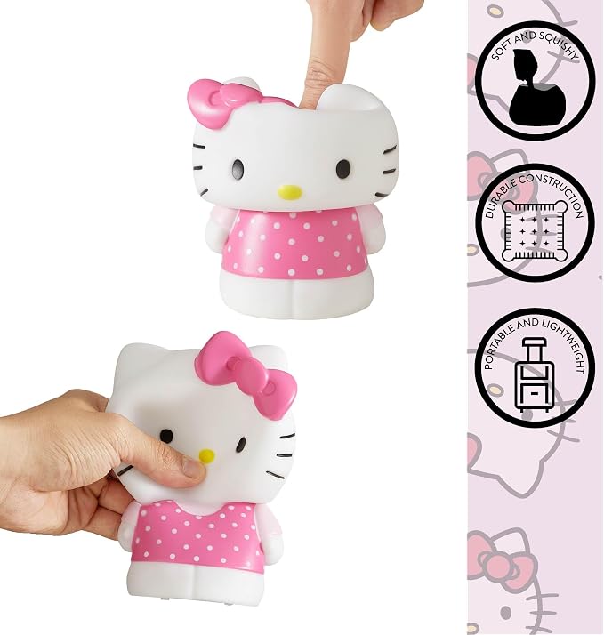 Idea Nuova Hello Kitty Squishy Soft Silicone Accent Night Light 5.8" LED Soft Mood Lamp for Decor, Kids Bedrooms, Collectors & Gift Giving