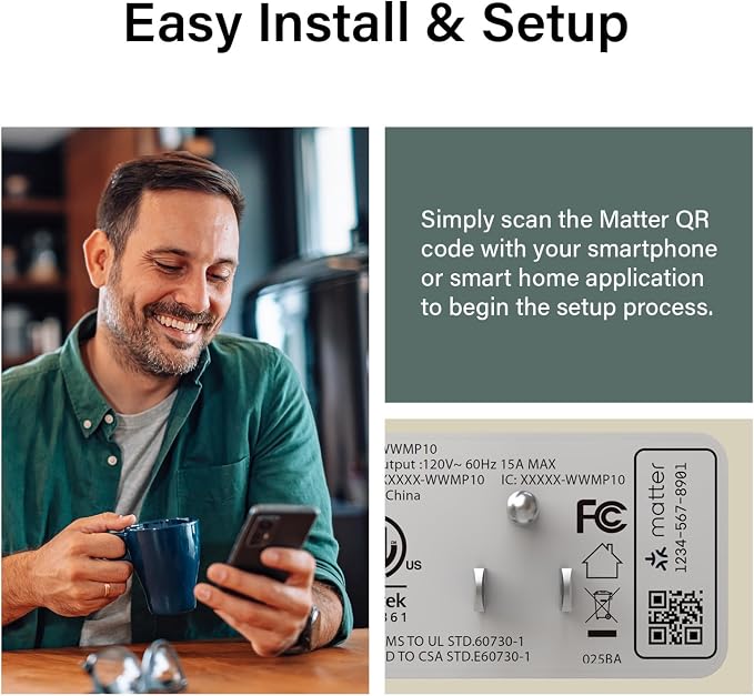 Legrand Radiant Wi-Fi Matter 15 Amp Smart Plug-in Switch, White, 2 Pack | Effortless Setup, Compatible with Alexa, SmartThings, HomeKit and Google, Matter Smart Hub Required, Set Scenes, Save Energy