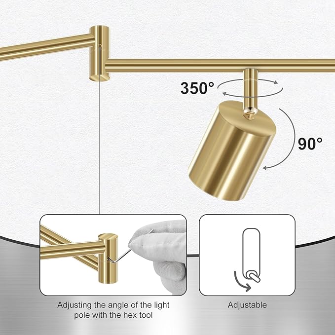 AUQUEE 6 Light Track Lighting Fixtures Ceiling, Gold Kichen Track Lighting Fixtures with Rotatable Light Heads, Foldable Lamp Arms, Modern LED Track Lights for Kitchen/Hallway, No GU10 Bulb