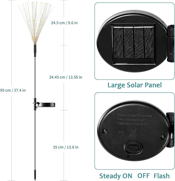 JJGoo Solar Firework Lights, 2 Pack 120 LEDs 2 Lighting Modes Solar Garden Lights Outdoor Waterproof for Yard Patio Walkway Pathway Party Wedding Christmas Decorative - Green