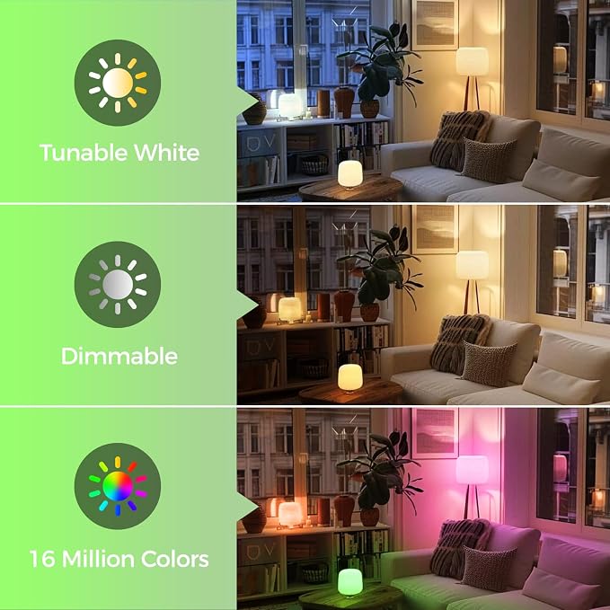 Matter Smart Light Bulbs, RGBCW Color Changing Light Bulb | Compatible with Alexa/Apple Home/Google Home/Siri/SmartThings, A19 E26 Smart Bulb, 800LM 60W, 2.4G WiFi, ETL Listed, 10 Pack