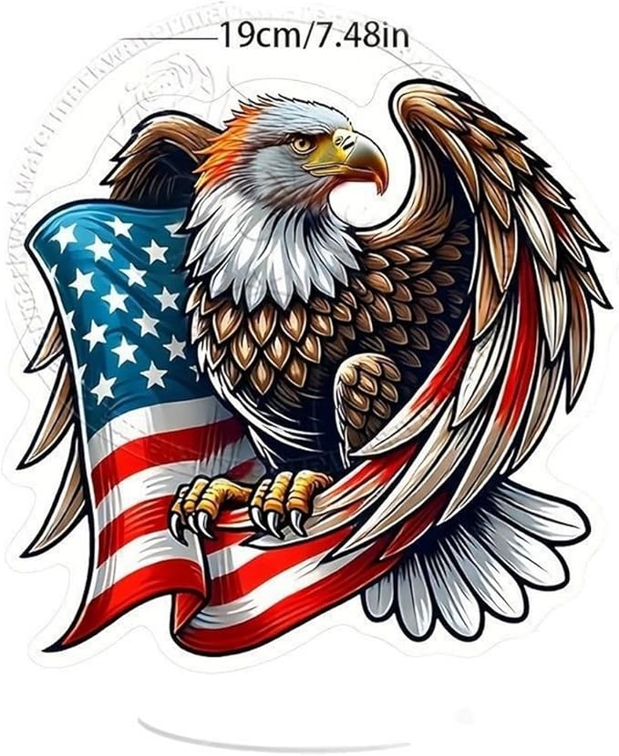 4th of July Desktop Decorative Acrylic USA Flag Eagle Ornaments Decoration 2D Flat Statue Desk Ornament Independence Day Ornaments for Home Desk Dining Table Bookshelf Decorations