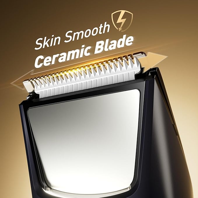 Body Trimmer for Men: Pubic Hair Trimmer with Mirror & LED, IPX7 Waterproof Electric Shaver for Pubic Hair