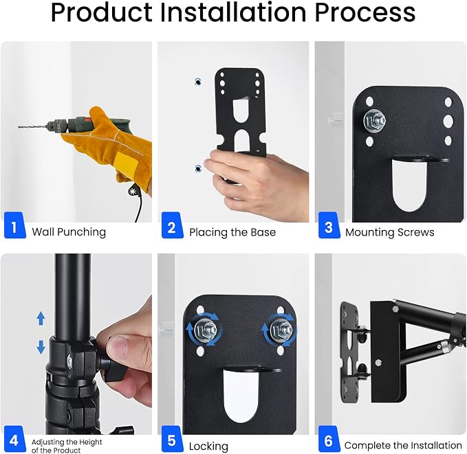 Ring Light Wall Mount with 3 Phone Holder 19", 45.7" Adjustable Boom Arm | 180° Rotatable Space-Saving Wall Mount Lighting Design for Photography, Makeup, Tattoo, Beauty Salon, Barber Studio