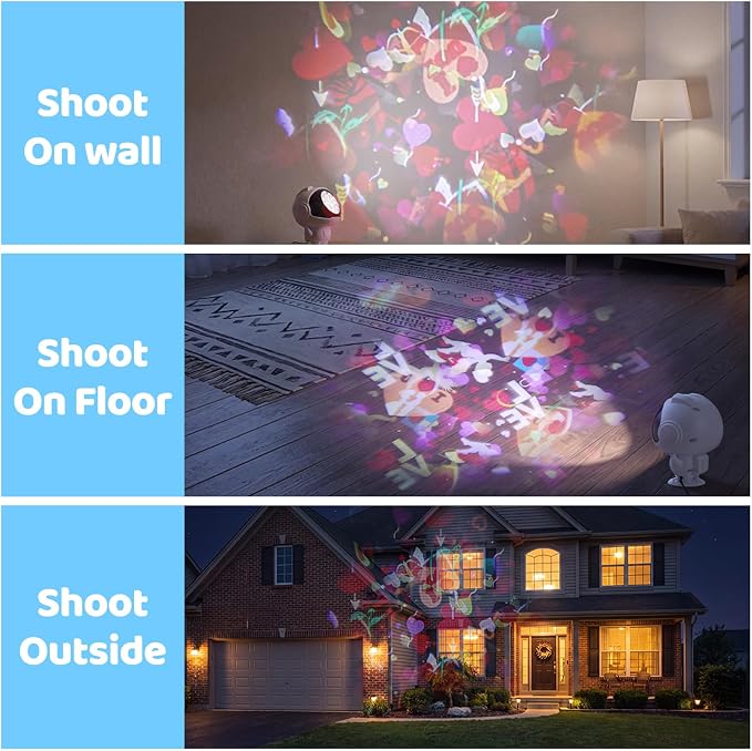 Love Heart Projector Light - Astronaut Night Light Projects Love and Angels, Bedroom Decor for Kids, Ideal Birthday Gift for Boys and Girls