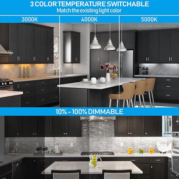 TORCHSTAR 12 Inch LED Under Cabinet Lighting 3CCT, ETL, 8W 540LM, Hardwired & Plug-in, 3 Color Selectable CRI90 120V Dimmable Under Counter Lights for Kitchen, Bronze Aluminum Housing, 4 Pack