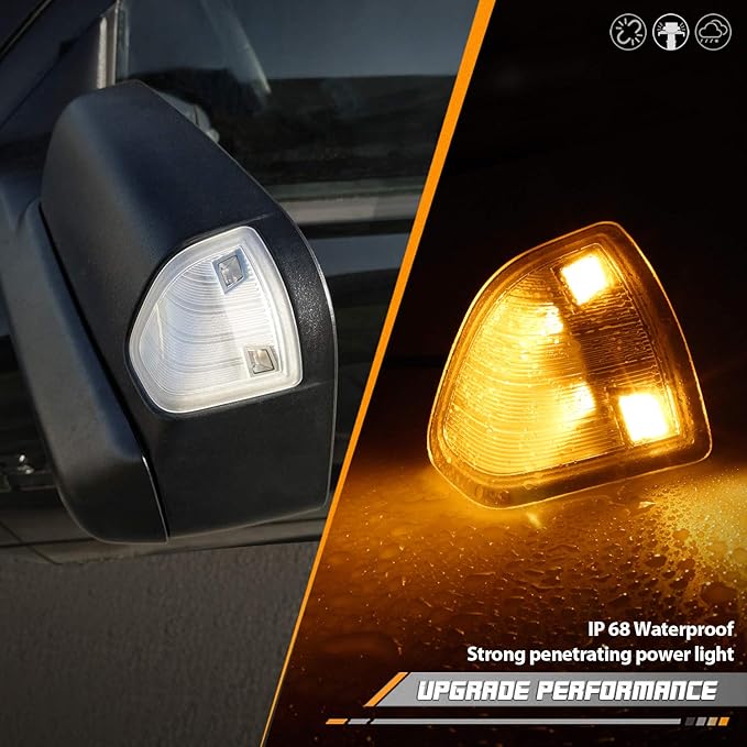 HERCOO LED Side Mirror Turn Signal Light Left and Right Lamps Clear Cover Lens for 68302828AA 68302829AA Compatible with 2010-2018 Dodge Ram 1500 2500 3500 4500 5500, Pack of 2