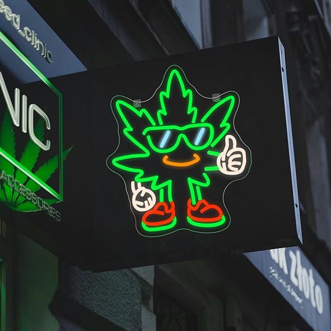 Leaf Weed LED Neon Sign Led Green Neon Lights for Wall Decor USB Light Up Sign Neon for Man Cave Living Room Pub Party & Gamer Room Decor Beer Bar Hotel Restaurant Unique Birthday Gift for Lover
