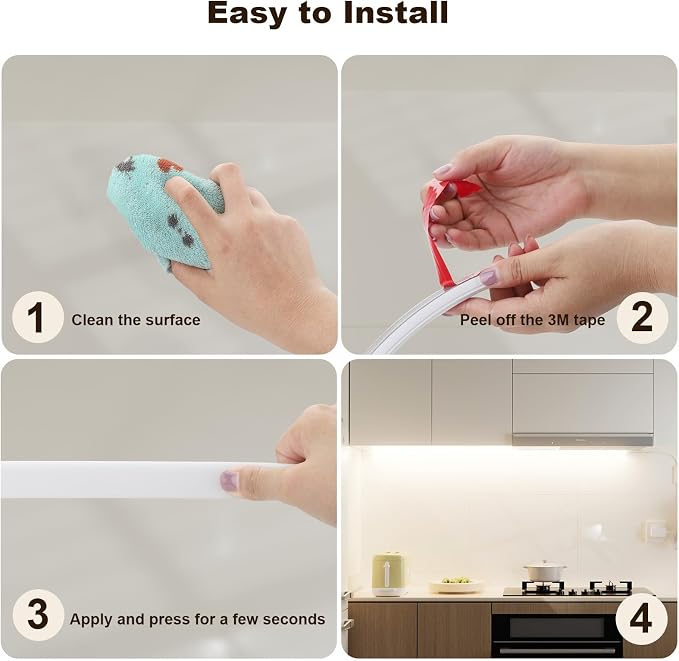 MY BEAUTY LIGHT Bright Silicone LED Under Cabinet Lights, 3.8ft Plug-in 4000K 950lm Warm White Dimmable Under Cabinet Lighting Strip with RF Remote for Kitchen, Under Counter, Bedroom, Bathroom Decor