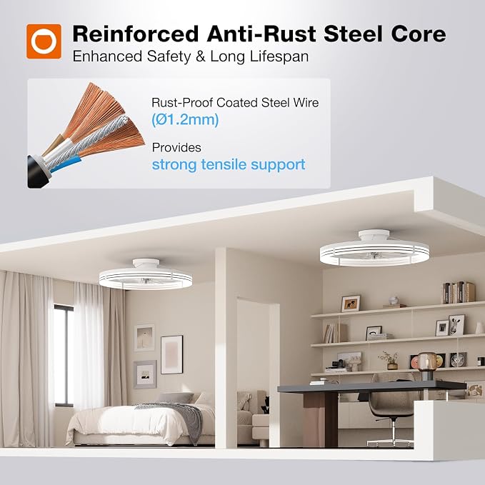 addlon 24" Low Profile Fandelier Ceiling Fans with Lights and Remote, White | Wider Airflow, 3000-6000K Dimmable LED, 6 Speeds, Reversible DC Motor, Remote and App Control, Memory Function, Timer, Quiet
