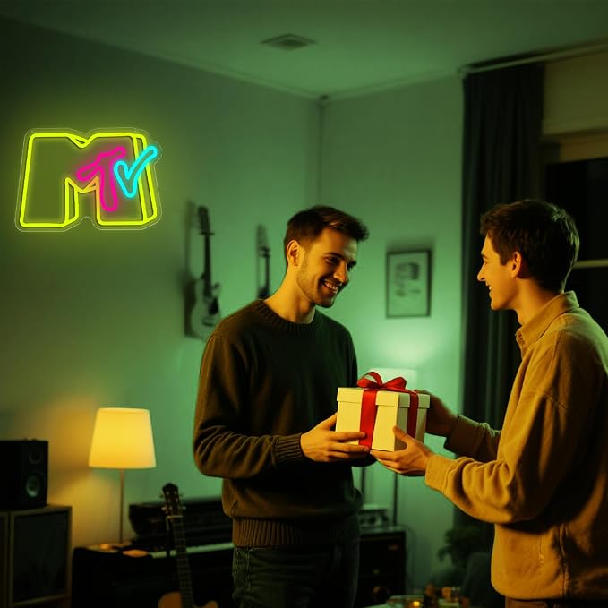 Music Neon Sign for Wall Decor Music LED Light for Man Cave | Dimmable music neon light, bedroom, record studio bar nightclub party concert decor, birthday gifts, size 13.7*9.6 in