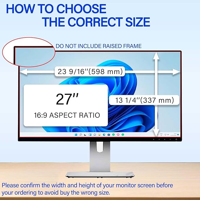 27 Inch Privacy Screen for Monitor with 16:9 Widescreen Monitor Blue Light Screen Protector - Anti-Glare - Anti-Scratch Protector Film for Data Confidentiality Privacy Shield [2 Pack]