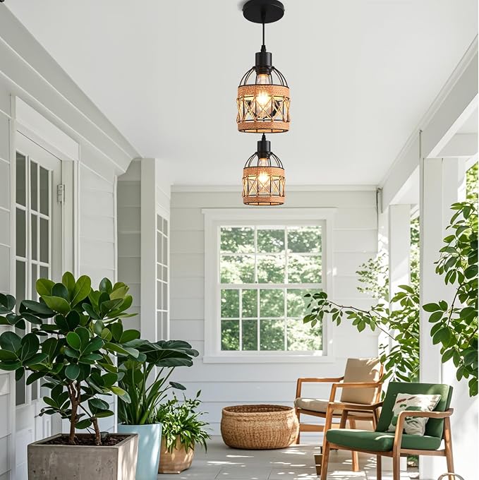 Farmhouse Pendant Light Fixture, Black Pendant Lights for Kitchen Island Industrial Lantern Pendant Light Fixtures with Light Shade, Adjustable Height Hanging Pendant Lighting