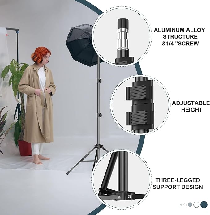 EMART 7 Ft Light Stand for Photography, Portable Photo Video Tripod Stand, 2 Pack Lighting Stand with Carry Case for Speedlight, Flash, Softbox,Strobe Light, Camera, Photographic Portrait