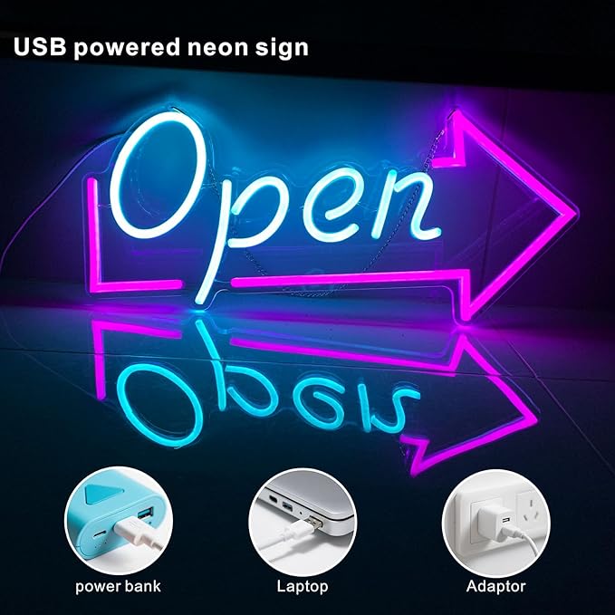 OPEN Neon Sign for Business，18"x8.3" Neon Open Signs for Business with ON/OFF Switch for Storefront Window Glass Door Shop Store Florists Bar Salon Cafes Restaurant