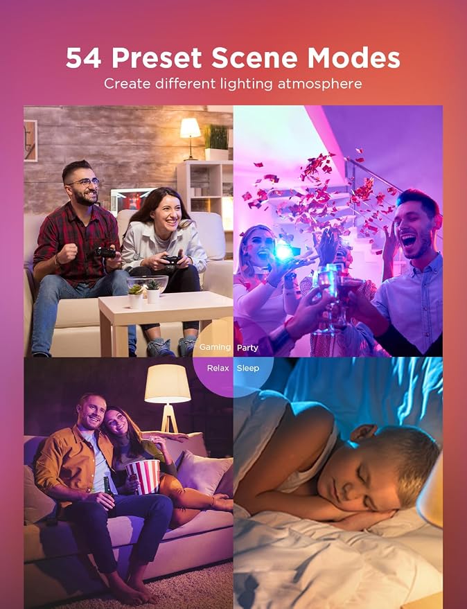 Govee A19 LED Light Bulb, WiFi Bluetooth Smart Light Bulbs, Multi-Color & Warm to Cool White Lighting, 800LM, 2700K-6500K, E26 Base for Bedroom Living Room