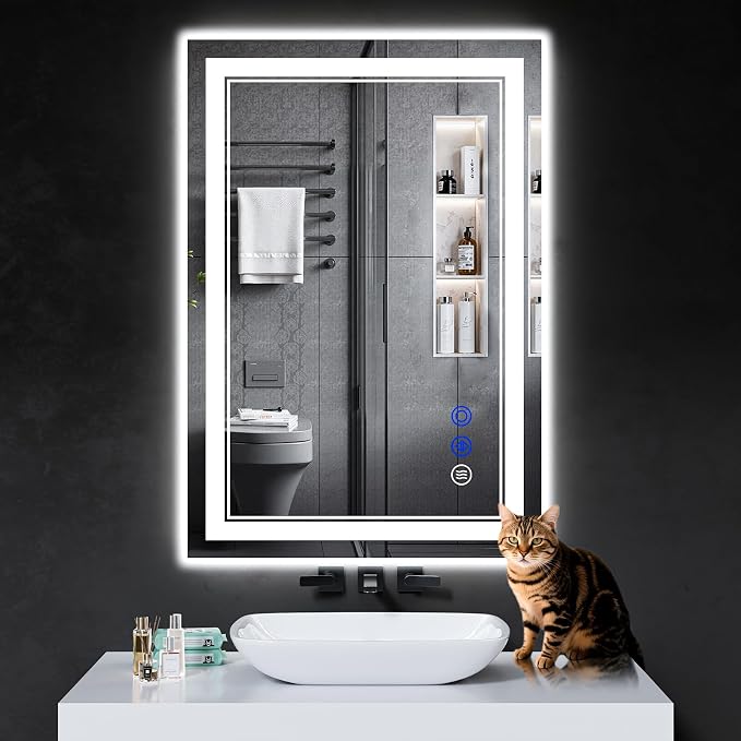38"x26" LED Bathroom Mirror with Lights,Anti-Fog,3 Color Modes