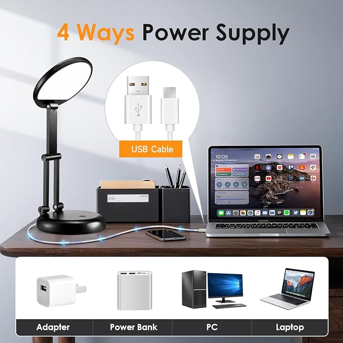 One Fire Cordless Lamp, 3600mAh Battery Operated Lamp, Rechargeable Lamp | 3600mAh Battery, 200H Use, 10 Brightness Levels, Foldable Design, Wireless Portable Light, Memory Function