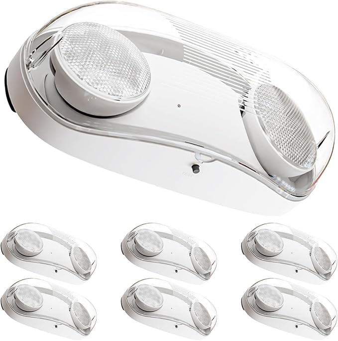 Sunco 6 Pack LED Emergency Light with 90 Minute Battery Backup, 2.4W | 400LM, 6500K, IP65 Wet Rated, 277V, 2-Head Adjustable Exit, Fire Resistant, Egress, AC120-277V, for Outdoor, UL