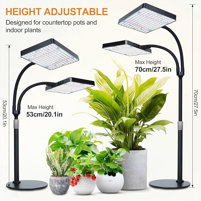 2026 2Head Tabletop Grow Lights for Indoor Plants, Seed Starting, Bonsai, 50 Watt Power Draw, Big Coverage and Bright Enough, Like A Small Sun for Your Jungle, 16"-24" Height Adjustable
