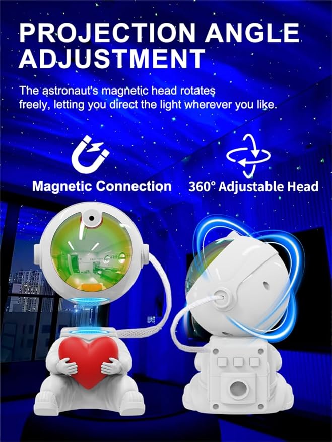 Aurora Galaxy Projector Night Light — Astronaut Space Lamp with Timer & Remote Control, 360° Rotating Star Ceiling Projector, Aesthetic Kids' Room Decor, Ideal Gift for Christmas & Birthdays