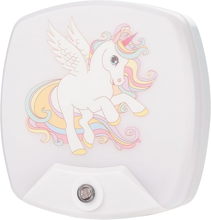 2 Pack - Cartoon Unicorn LED Plug-in Night Light for Kids - Wall Lamp Take Good Care Children Sleep Light Sensor Auto Controlled Nightlights for Baby Nursing C