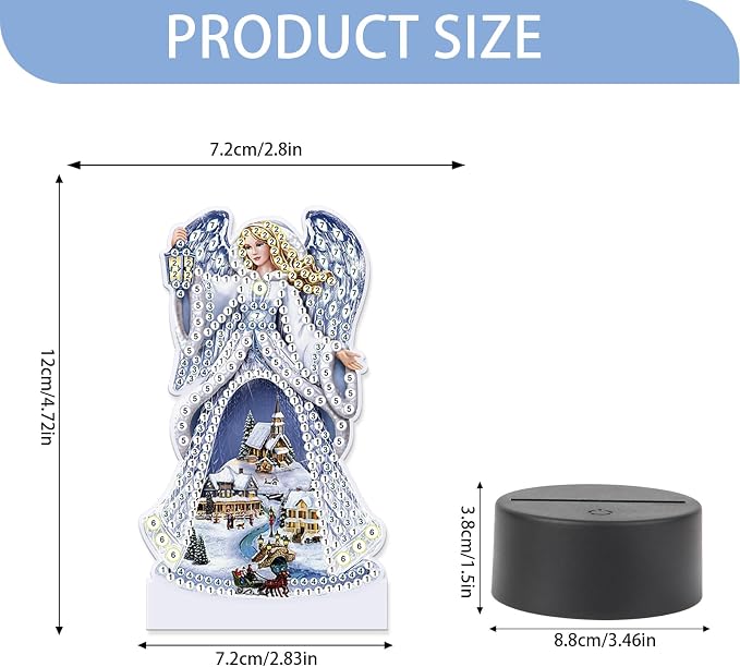 JISHSHAY Diamond Painting Night Light Diamond Art Table Lamps Gem Art LED Lights Gem Painting Desk Lamp Mosaic Kits for Adults DIY Kits for Adults Paint by Numbers Madonna Virgin Mary