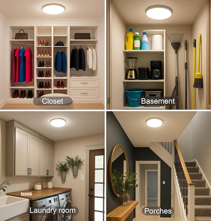 Motion Sensor Ceiling Light Indoor Wired, 9 Inch 18W, 5 CCT 2700/3000/3500/4000/5000K, 3 Brightness Settable, 1550LM Flush Mount LED Closet Lights for Stairs Hallway Laundry Porch, White