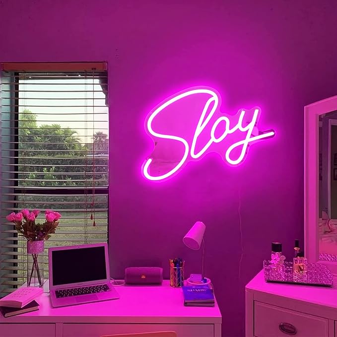 Preppy Lights Slay Dimmable Pink Neon Led Light Sign for Wall Decor 15.7''*9.4'', Bedroom, Living Room, Salon, Party Decor