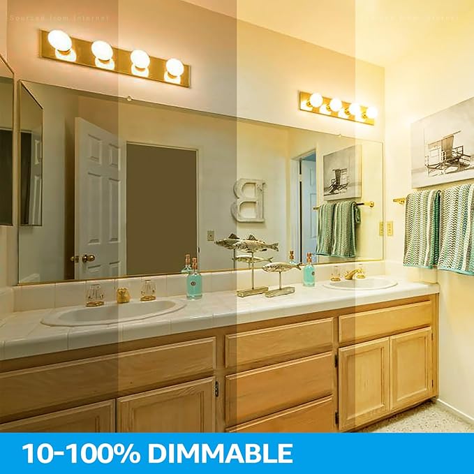 TORCHSTAR 12-Pack G25 LED Light Bulbs, 5W 40W Equivalent, Dimmable 450LM Globe Light Bulbs, 3000K Warm White, E26 Base Decorative Bulb, for Bathroom Vanity or Mirror, UL Listed