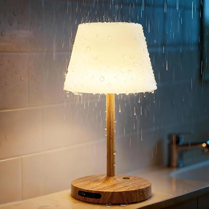 SAIWEYA Outdoor Waterproof Shower Lamp, 5200mAh Rechargeable Bathroom Lamp | IP65 Cordless Shower Light, Touch Dimming, Long-Lasting Battery, Versatile for Patio, Camping, Bathroom, Restaurant & Kitchen