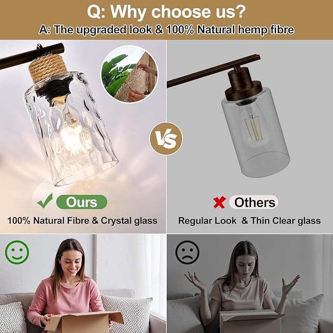 Bathroom Light Fixtures, 4-Light Coastal Vanity Lights with Crystal Glass Shade, Oil-Rubbed Bronze Bathroom Wall Lamp for Mirror Kitchen Hallway Cabinet