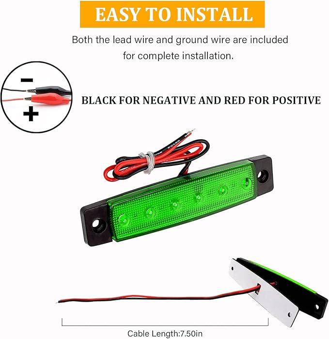PSEQT LED Boat Interior Lights Marine Courtesy Light Strip Deck Transom Cockpit Navigation Lighting Waterproof for Fishing Pontoon Kayak Yacht Sailboat (Green 10Pcs)