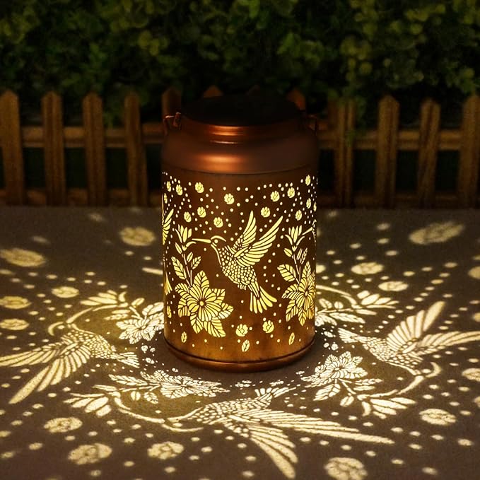 Mothers Day Gifts for Mom Grandma - Birthday Day Gifts for Women, Garden Decor Solar Lantern, Home Docor Solar Lamps, Hummingbird Solar Lights Outdoor Waterproof, Decorations Outside for Yard