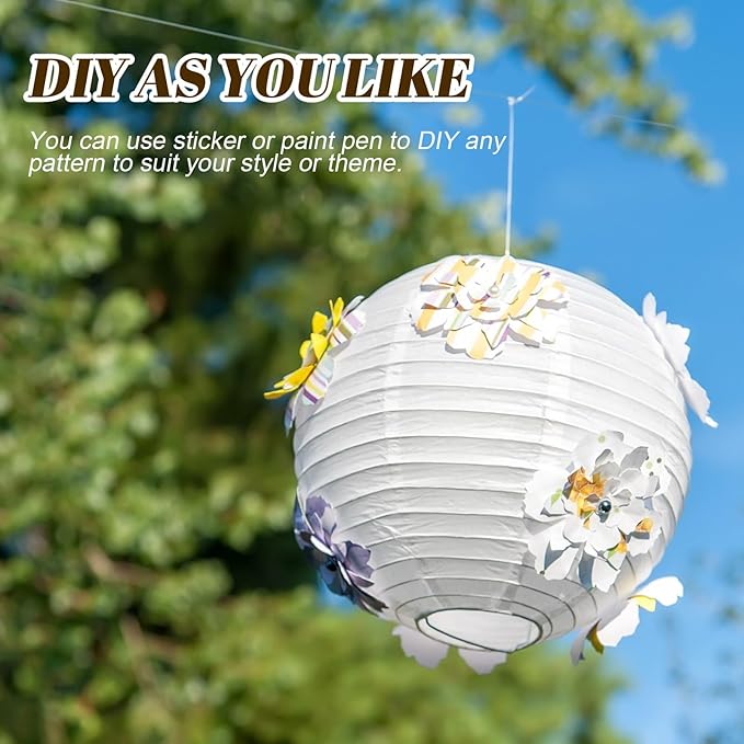 Treela 90 Pack White Chinese Japanese Paper Lanterns Decorative Hanging Ball Paper Lantern Lamps for Wedding Birthday Party Baby Shower Home Decorations(6 Inch)