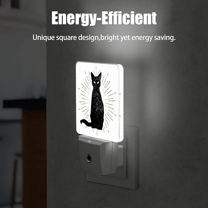Black Cat Night Light, Cute Pet Night Lights Plug into Wall Decorations for Bedroom, Bathroom, Hallway, Kitchen, Dusk to Dawn Sensor Nightlights for Boys Girls Women Men Room Gifts