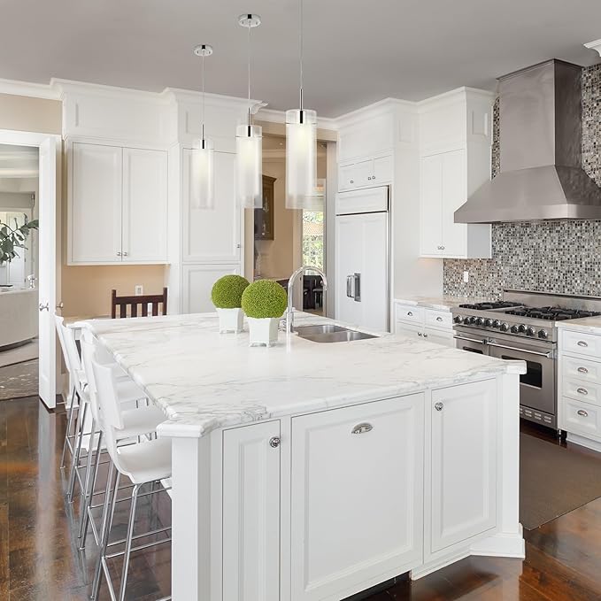 Globe Electric 64023 1-Light Pendant, Polished Chrome Finish, Clear Glass Shade with Frosted Glass Insert, Pendant Light Fixture, Adjustable Height, Light Fixture Ceiling Hanging, Bulb Not Included