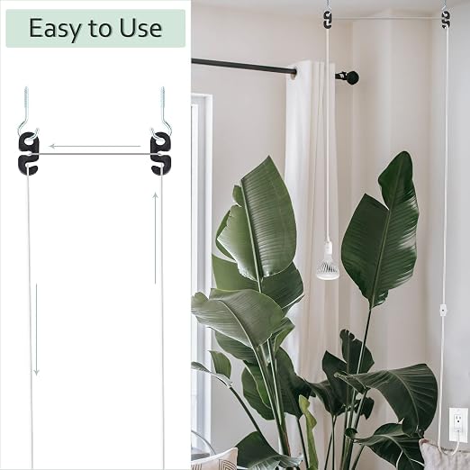 JACKYLED Extension Hanging Lantern Cord Cable UL 2-Pack 12Ft 360W with E26 E27 Socket Gear Switch + Hooks + 2-Prong US AC Power Plugs, Extra Lighting for Garage, Closet, Dark Corner, Plants
