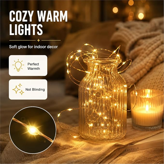 HXWEIYE 6 Pack Fairy Lights Battery Operated, 7ft 20LED | Mini Firefly Starry Lights, Mason Jar Light, For Indoor Outdoor Bottle Tree Wreath Wedding Halloween Thanksgiving, Warm White