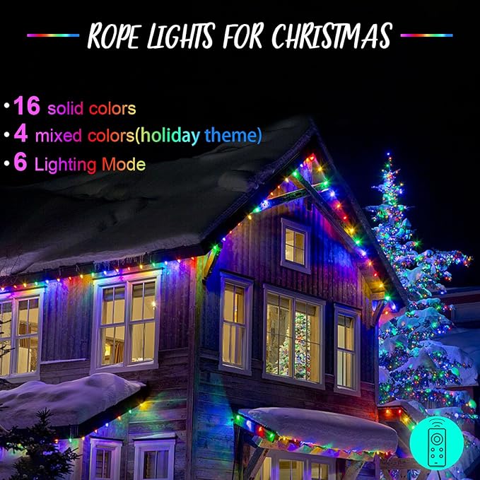 Rope Lights Outdoor, 80ft 240LEDs Rope Light, Waterproof String Lights for Christmas Garden Tree RV Patio Party Boho Decor (Multicolors)