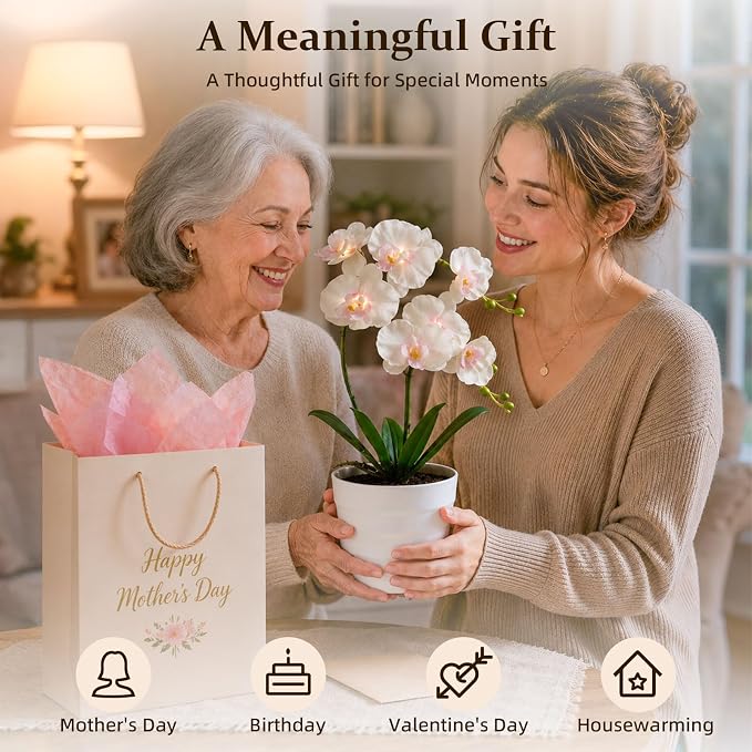 Orchid Artificial Flowers Lamp LED Night Light Home Decor | realistic orchid design, soft warm led glow, artificial flowers decor, night light, bedroom decor, desk lamp, home decoration
